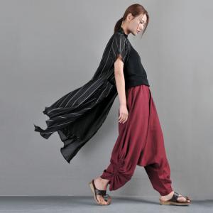 Cotton Linen Drawstring Pants Loose Thai Pants for Women