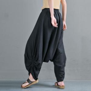 Cotton Linen Drawstring Pants Loose Thai Pants for Women