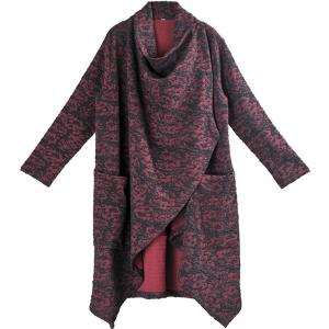 Mock  Neck Asymmetrical Shawl Jacquard Flouncing Cardigan