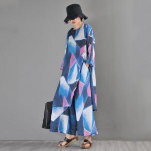 Elegant Color Block Shirt Dress with Loose Wide Leg Trousers