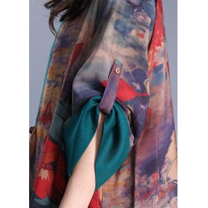 Chinese Fashion Side Slits Cardigan Vintage Printed Kimono