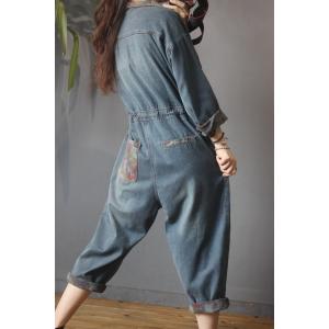 Red Pockets Drawstring Cargo Jumpsuits Baggy Jean Jumpsuits