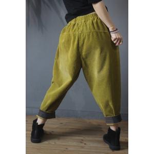 Printed Patchwork Solid Color Pants Vintage Corduroy Trousers