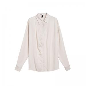 Office Style Long Sleeve Ladies Shirt Solid Color Oversized Blouse