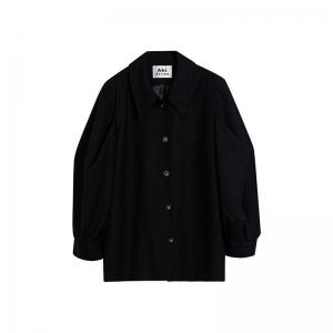 Japanese Style Black Shirt Button Decoration Large Blouse