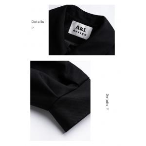 Japanese Style Black Shirt Button Decoration Large Blouse
