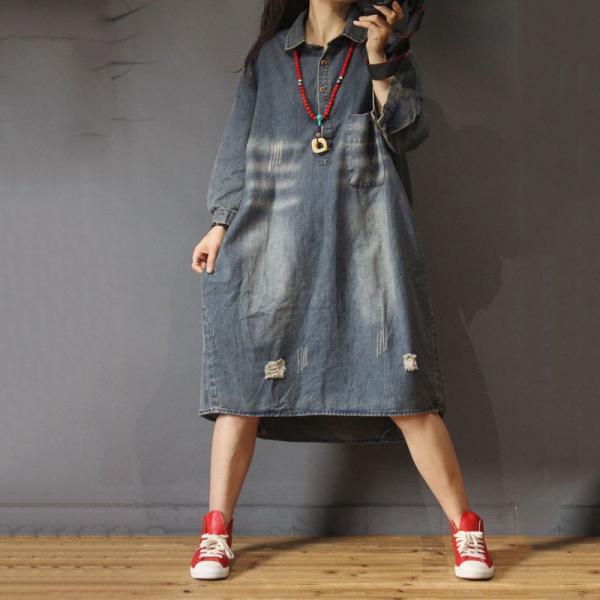 knee length denim shirt dress