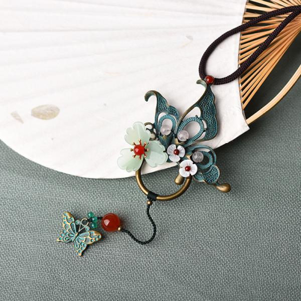 Vintage Flowers and Butterfly Chinese Long Necklace