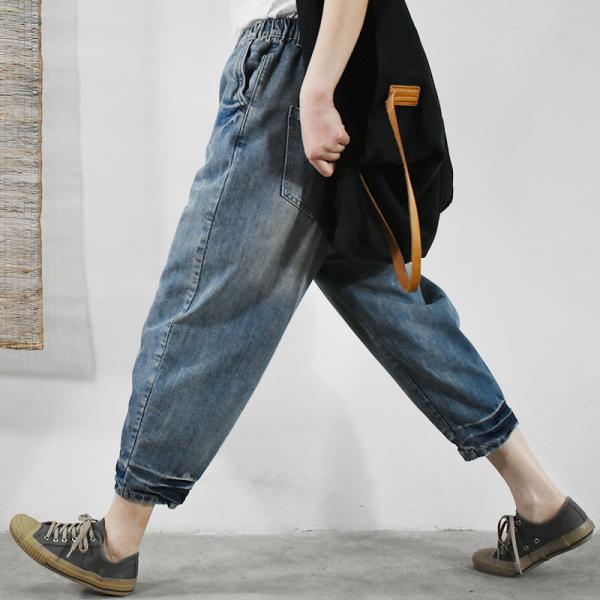 Korean Fashion Color Fading Baggy Jeans Ripped 90s Mom Jeans