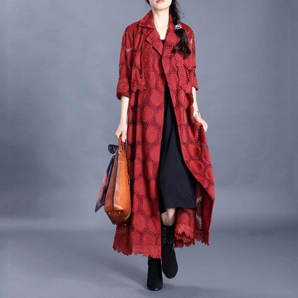 High-Quality Lace Trench Coat Solid Color Elegant Outerwear