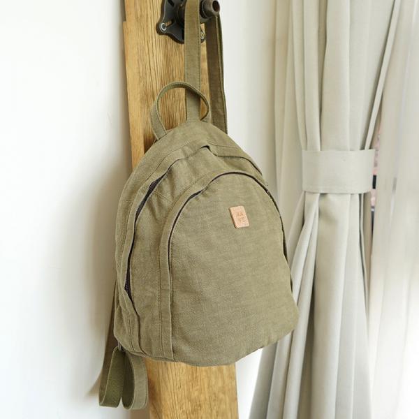 Preppy Style Linen Backpack Casual Zip Up Bag