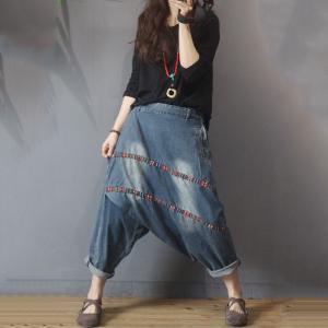 Ethnic Patchwork Hippie Jeans Baggy Denim Harem Pants