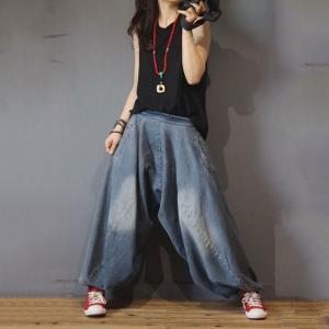 Original Design Draped Balloon Jeans Baggy Denim Bloomers