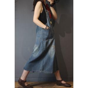 Straight Pockets A-Line Dress Summer Denim Overall Dress