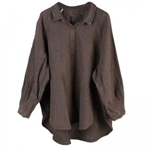 Long Sleeve Plus Size Linen Blouse for Women