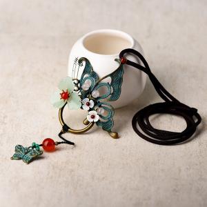 Vintage Flowers and Butterfly Chinese Long Necklace