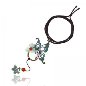 Vintage Flowers and Butterfly Chinese Long Necklace