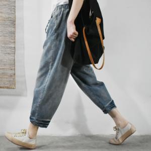 Casual Style Patchwork Drawstring Jeans Womens Korean Jeans