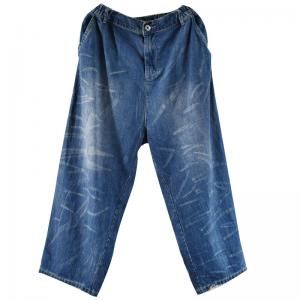 Hip Pockets Blue Wide Leg Jeans Korean High Rise Jeans