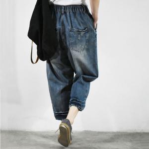 Korean Fashion Color Fading Baggy Jeans Ripped 90s Mom Jeans