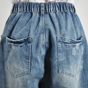 Korean Fashion Color Fading Baggy Jeans Ripped 90s Mom Jeans