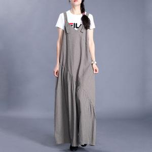 Summer Fashion Striped Slip Dress Loose Maxi Beach Dress