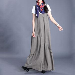 Summer Fashion Striped Slip Dress Loose Maxi Beach Dress