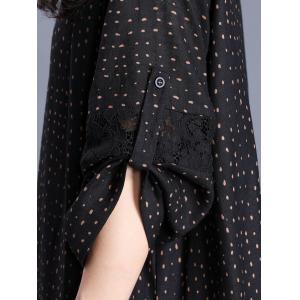 Relax-Fitting Black Dotted Dress V-Neck Lace Crochet Dress