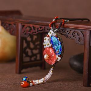 Beautiful Agate Flowers Long Pendant Necklace