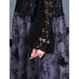Applique Decoration Elegant Lace Dress Loose Maxi Hooded Dress