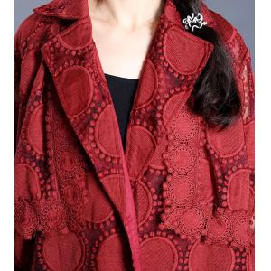 High-Quality Lace Trench Coat Solid Color Elegant Outerwear