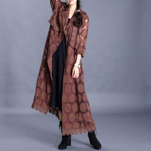 High-Quality Lace Trench Coat Solid Color Elegant Outerwear