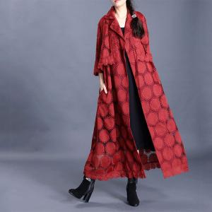 High-Quality Lace Trench Coat Solid Color Elegant Outerwear