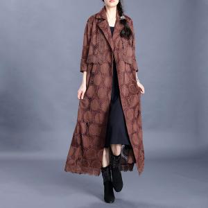 High-Quality Lace Trench Coat Solid Color Elegant Outerwear