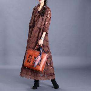 High-Quality Lace Trench Coat Solid Color Elegant Outerwear