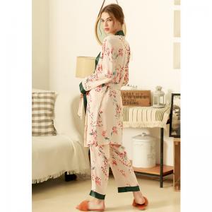 Beautiful Floral Silk Kimono Robe Sets Pink Loungewear for Women
