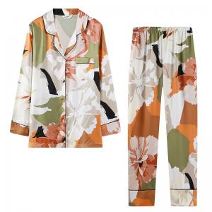 High-Quality Big Prints Silk Pyjama Sets Loose Cozy Two Pieces