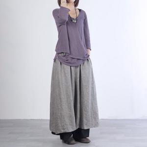 Ankle-Length Layering Linen Maxi Skirt Plain Beach Wear