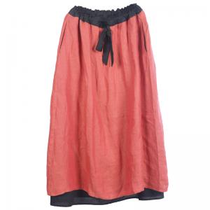 Ankle-Length Layering Linen Maxi Skirt Plain Beach Wear