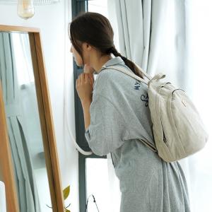 Preppy Style Linen Backpack Casual Zip Up Bag