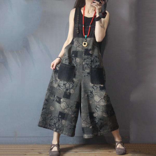 Thin Denim Wide Leg Dungarees Summer Tropical Overalls