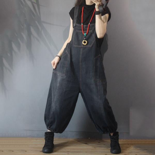 Street Style Womens Bloomer Overalls Baggy Jean Overalls