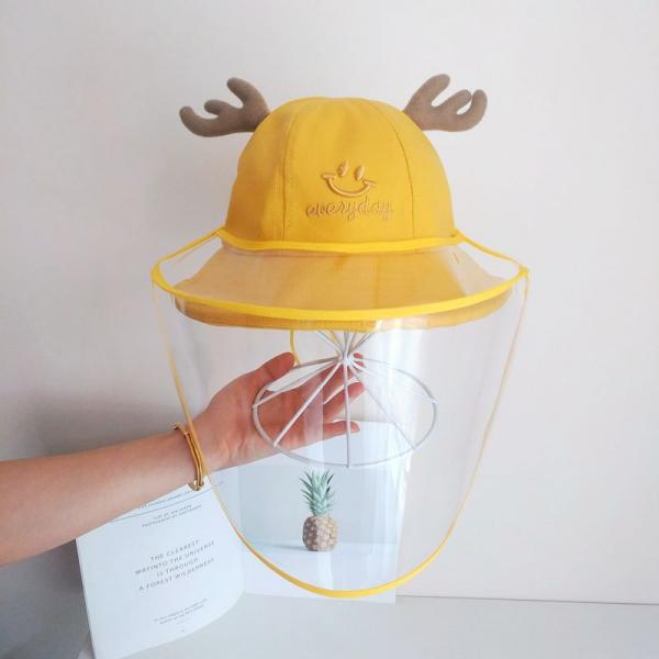 Cute Antler Embroidered Bucket Hat With Face Shield Mask For Kids