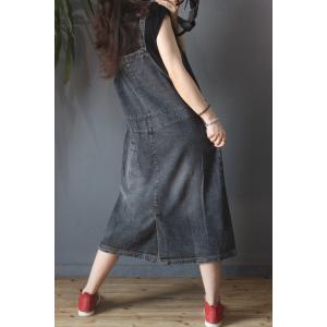 Korean Style Denim A-Line Dress Loose Overall Dress