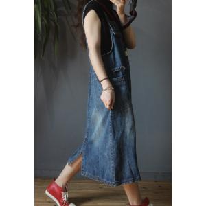 Korean Style Denim A-Line Dress Loose Overall Dress