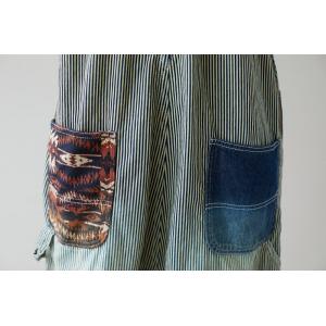 Blue Patch Pocket Baggy Dungarees Vertical Striped Grey Overalls