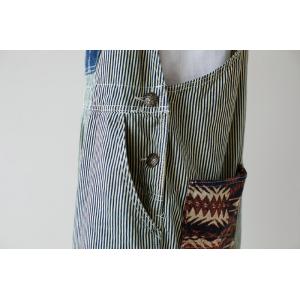 Blue Patch Pocket Baggy Dungarees Vertical Striped Grey Overalls