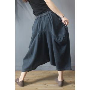 Street Style Black Thai Harem Pants Denim Hippie Pants for Women