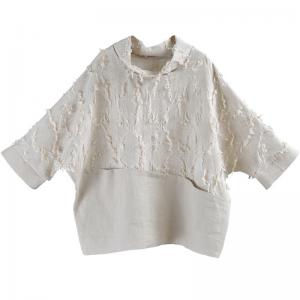 High-End Turtleneck Shirt Linen Fringed Oversized Pullover