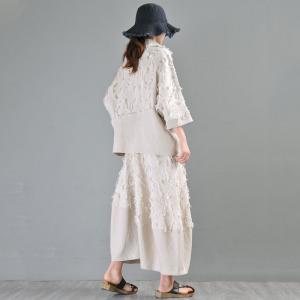 High-End Turtleneck Shirt Linen Fringed Oversized Pullover